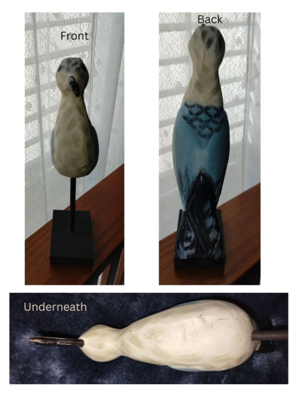 Decorative Wooden Shorebird Figurine - Picture 3 of 3